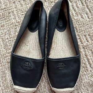 Coach Leather Espadrilles Flats Black Leather Size 6